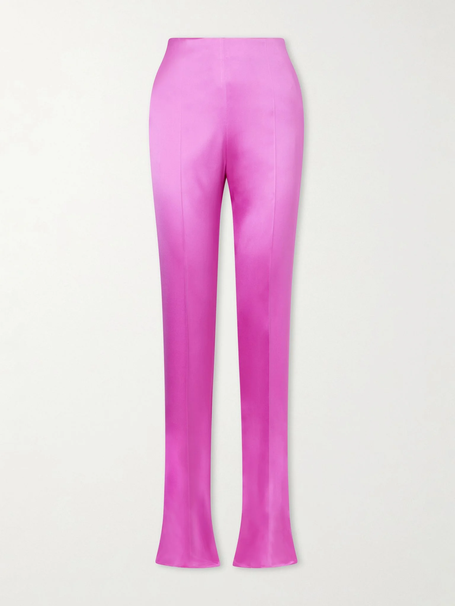 Silk-blend duchesse straight-leg pants Purple - 1