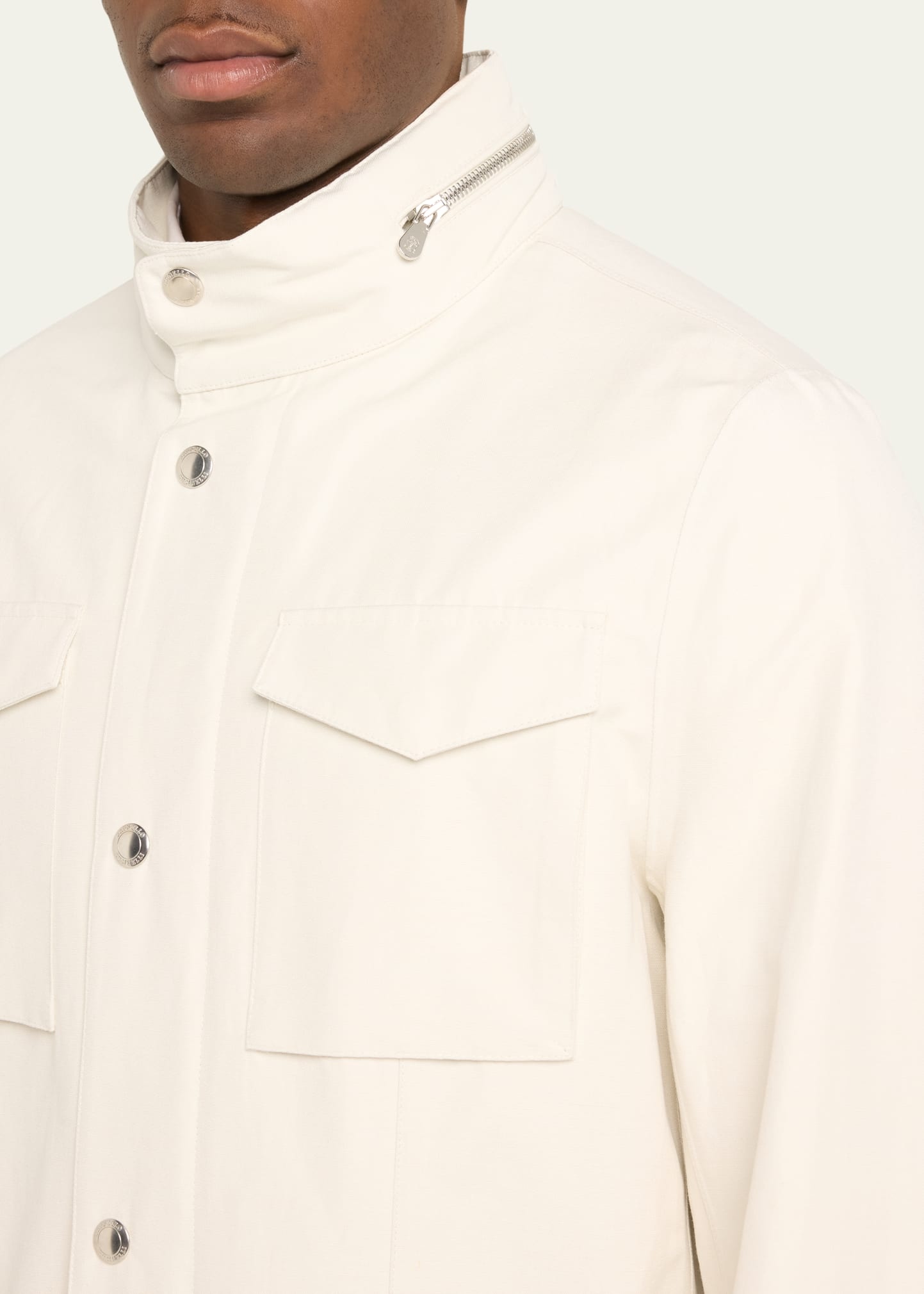 Men's Linen-Silk Concealed Zip Safari Jacket - 5