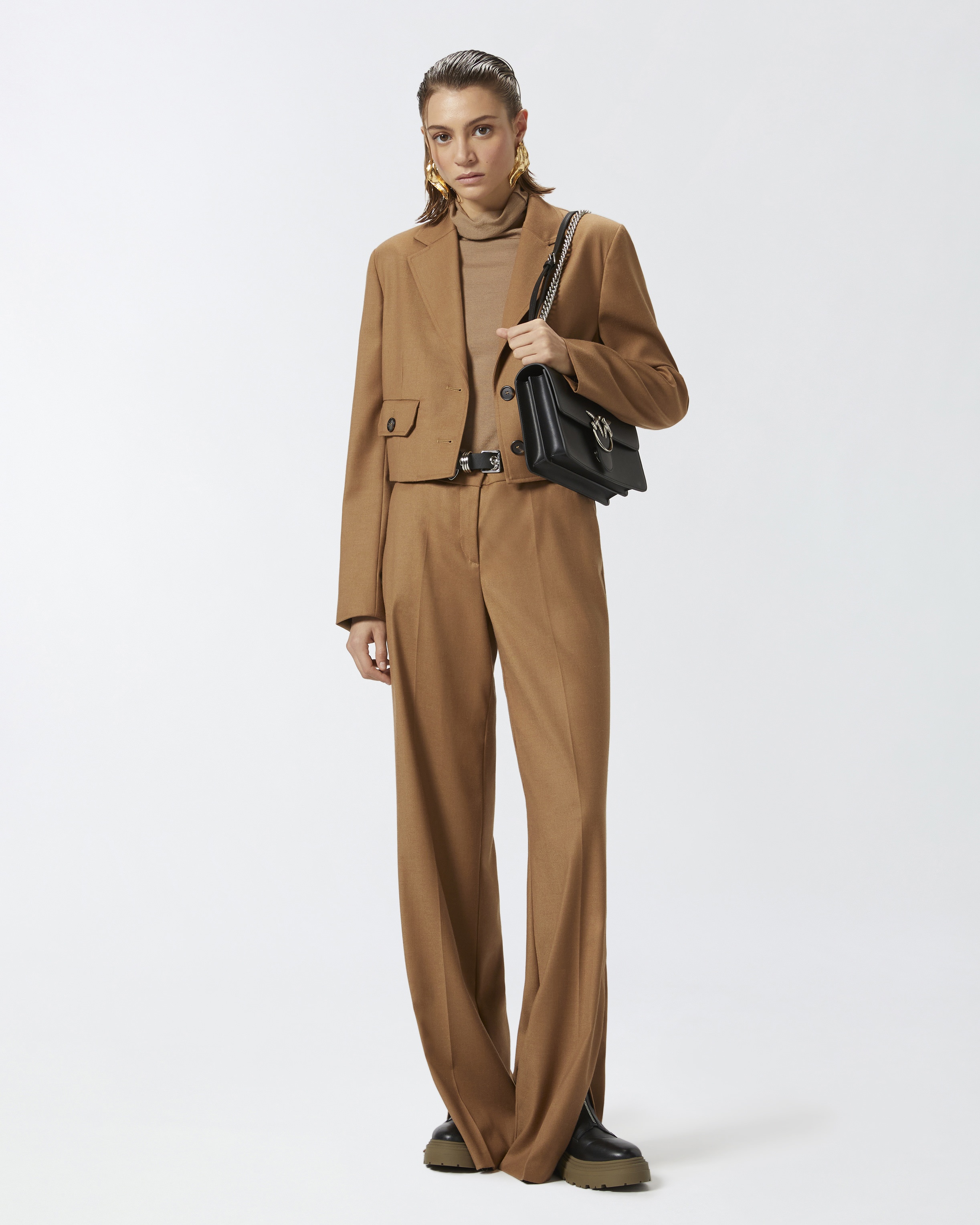 STRETCH WOOL FLANNEL PALAZZO TROUSERS - 2