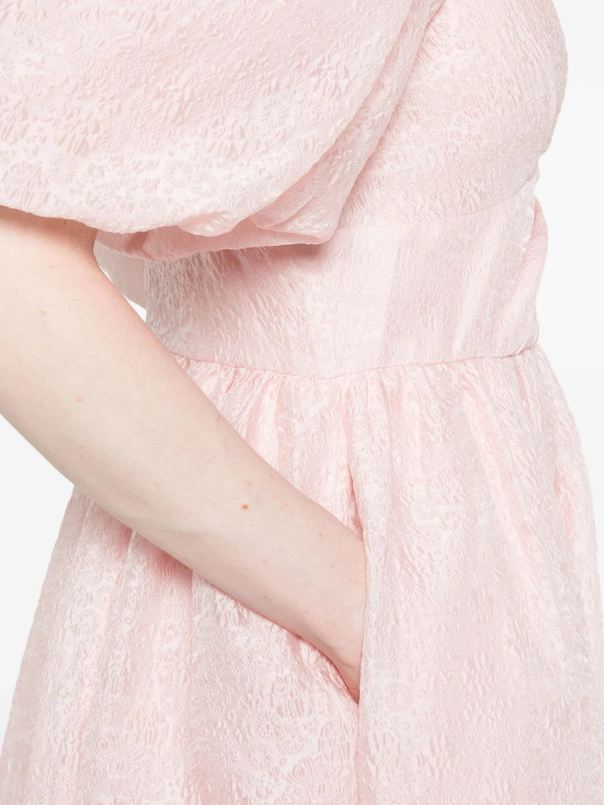 Sea Puff-sleeve V-neck Midi Dress - 4