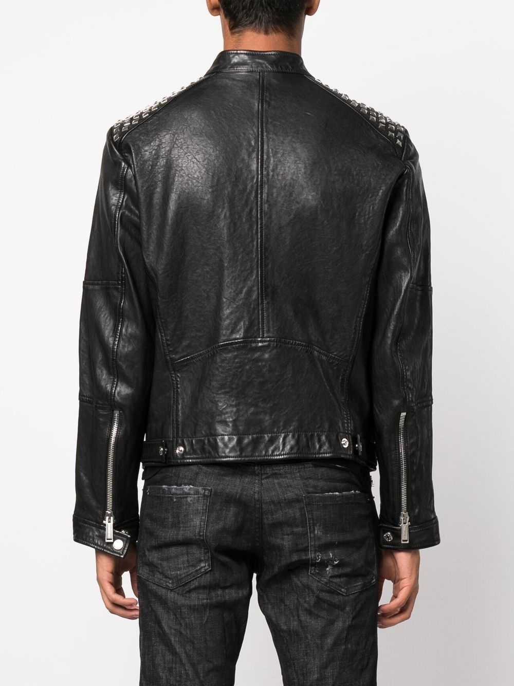studded leather biker jacket - 4