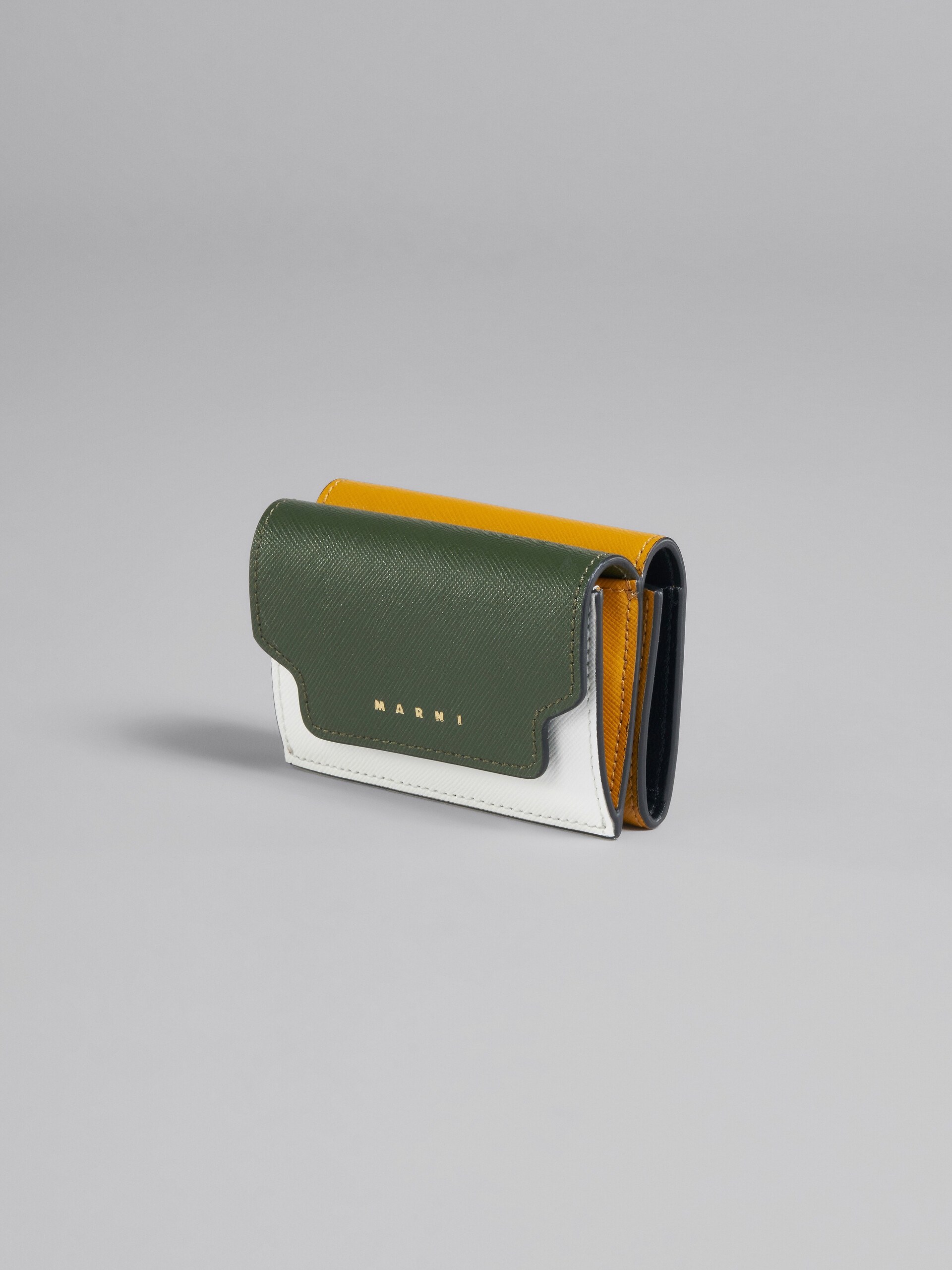 GREEN MULTICOLOUR SAFFIANO LEATHER TRI-FOLD WALLET - 4