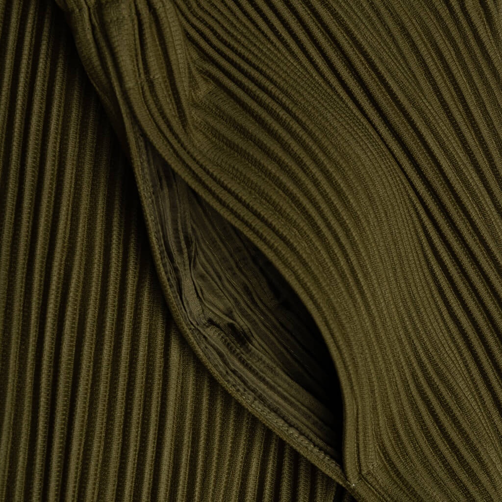 COLOR PLEATS PANTS - OLIVE KHAKI - 3