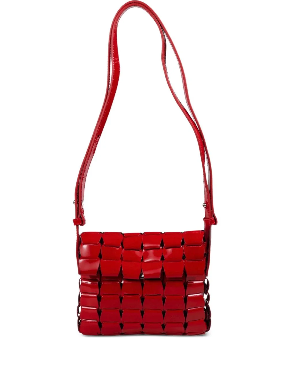 woven patent cross body bag - 1