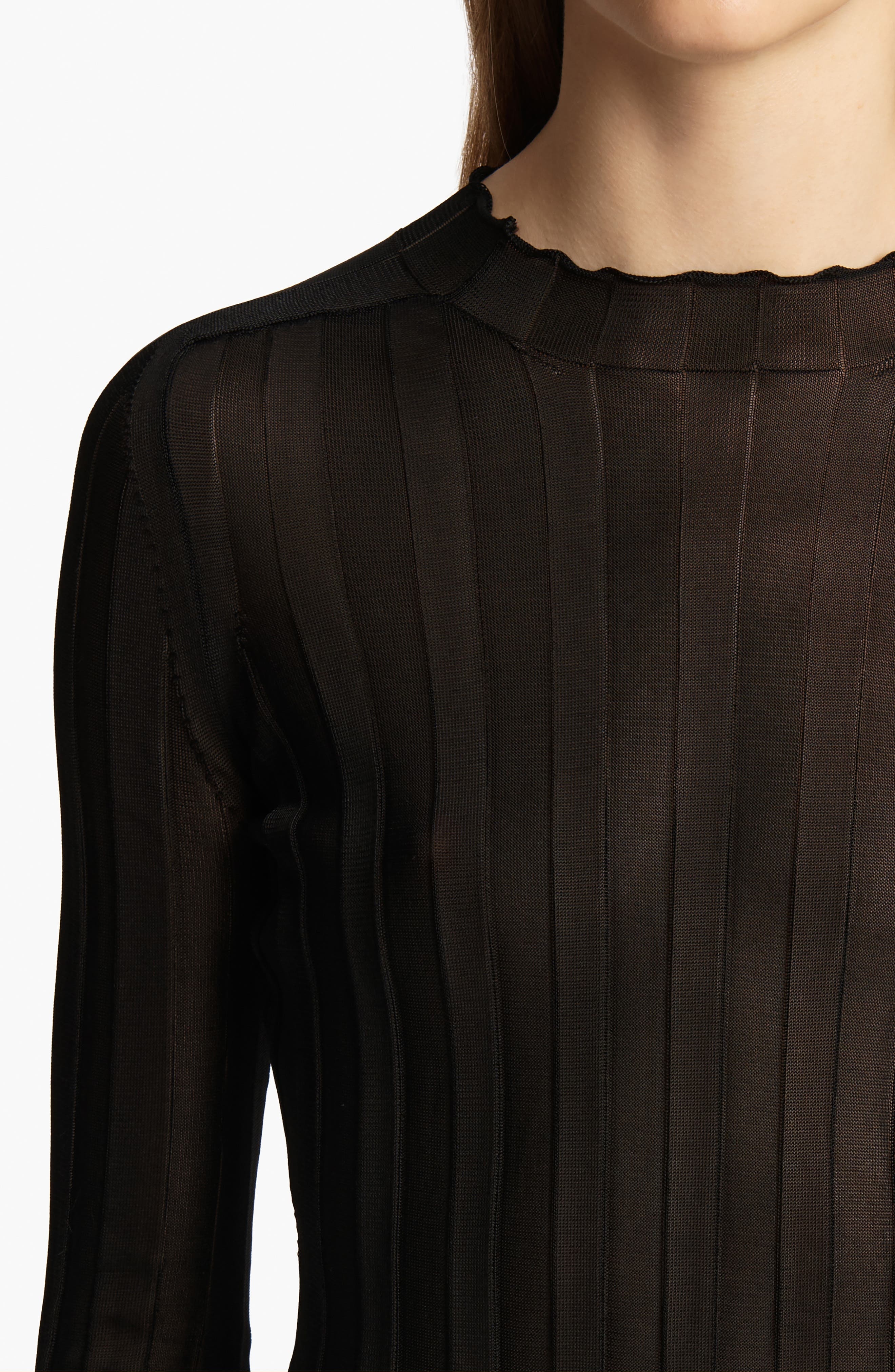 Khaite Cosette Sheer Rib Top in Black at Nordstrom - 3