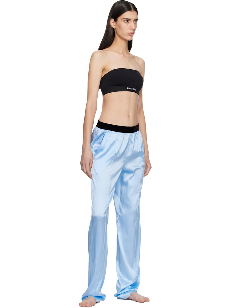 TOM FORD Blue Stretch Silk Satin PJ Lounge Pants outlook