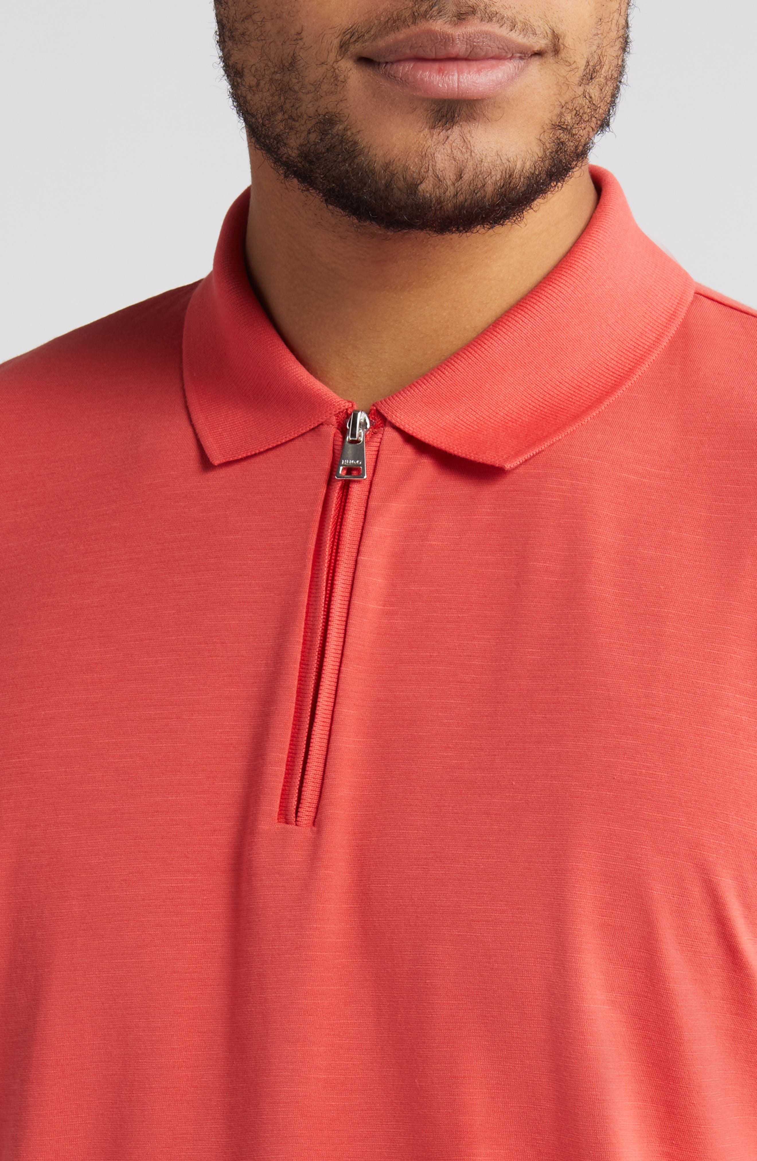 HUGO Dekok Zip Polo in Medium Red at Nordstrom - 4