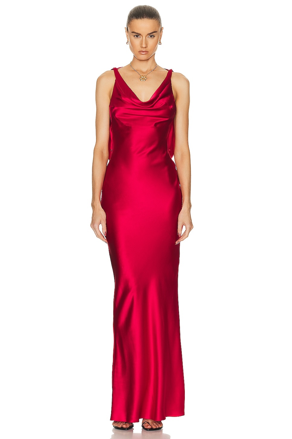 Plunging Back Cowl Dress - 1