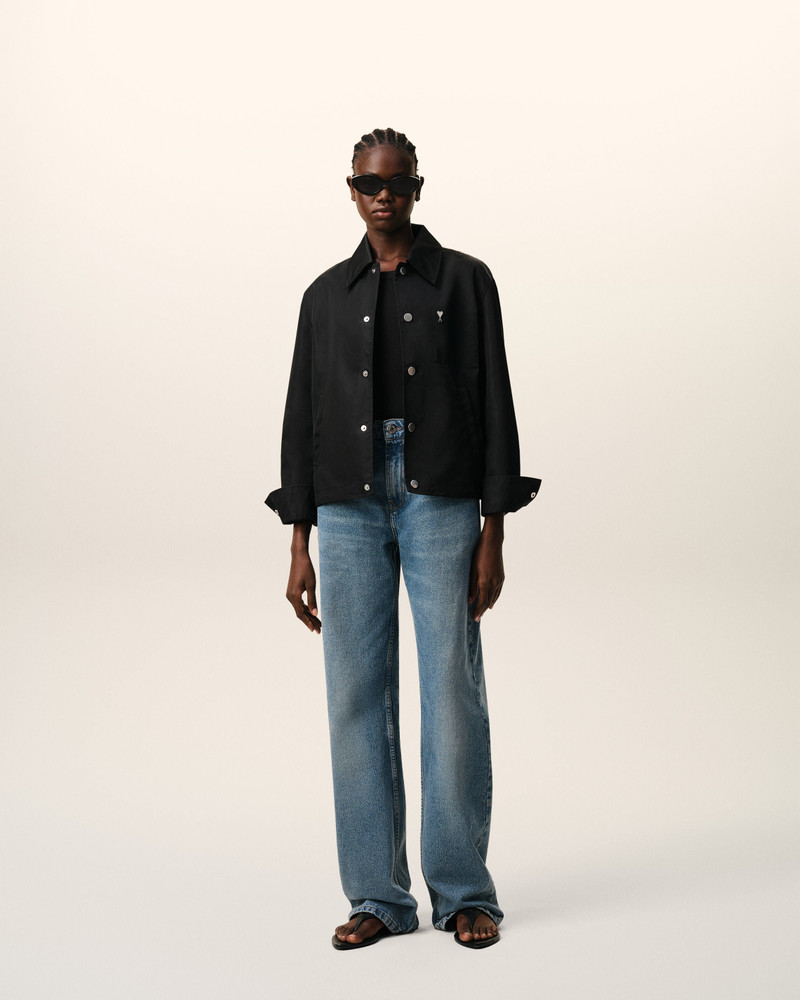 AMI Paris BLACK NYLON AMI DE COEUR STUD BUTTONED JACKET outlook