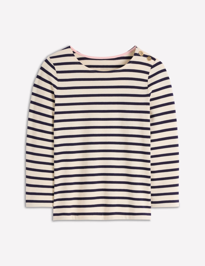 Button Mariner Breton-Ivory and Navy Stripe 1