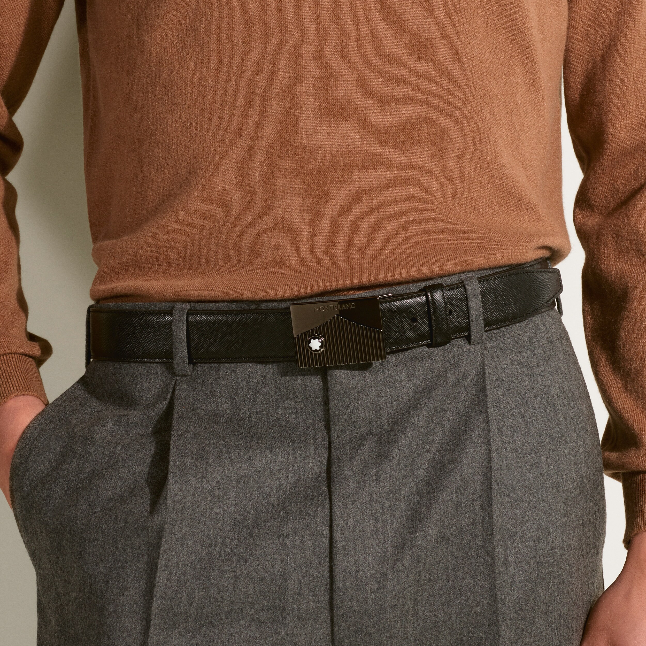 Black 35 mm leather belt - 2