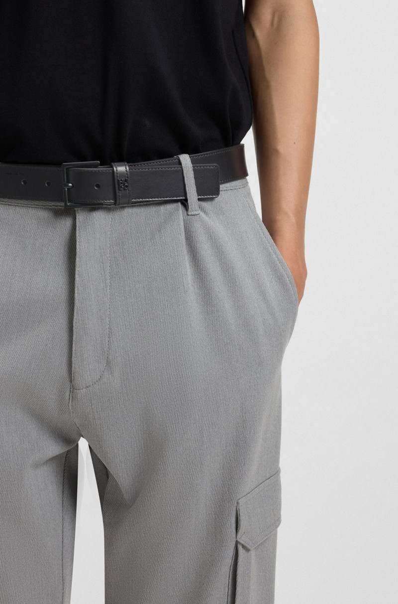 HUGO WOVEN-LEATHER BELT WITH LOGO-STAMPED KEEPER outlook