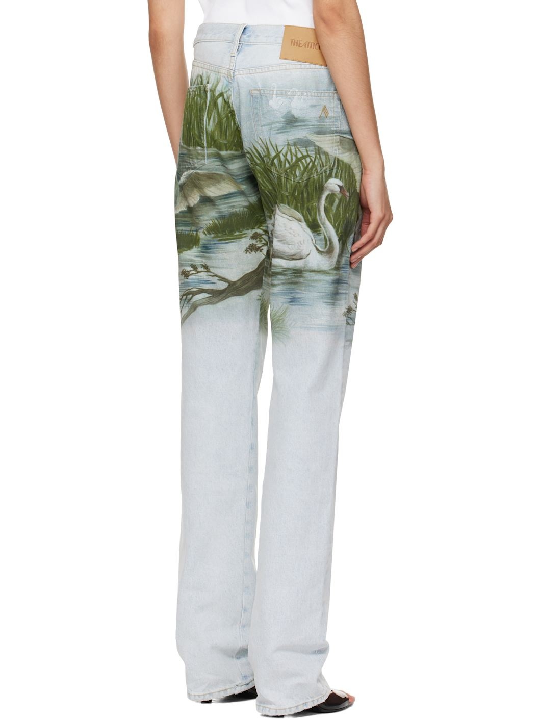 Blue Swan Print Jeans - 3
