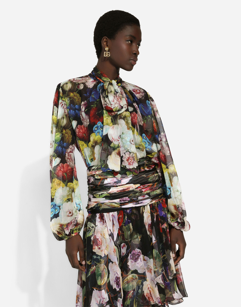 Chiffon shirt with nocturnal flower print 4