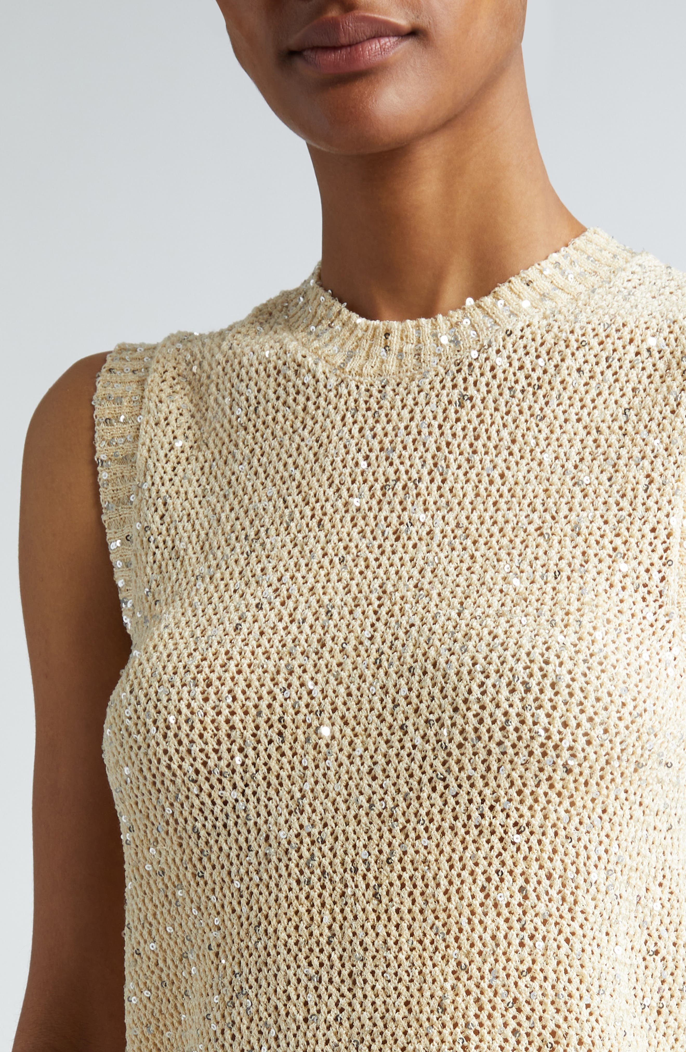Golden Goose Journey Sequin Sleeveless Sweater in Heritage White at Nordstrom - 7