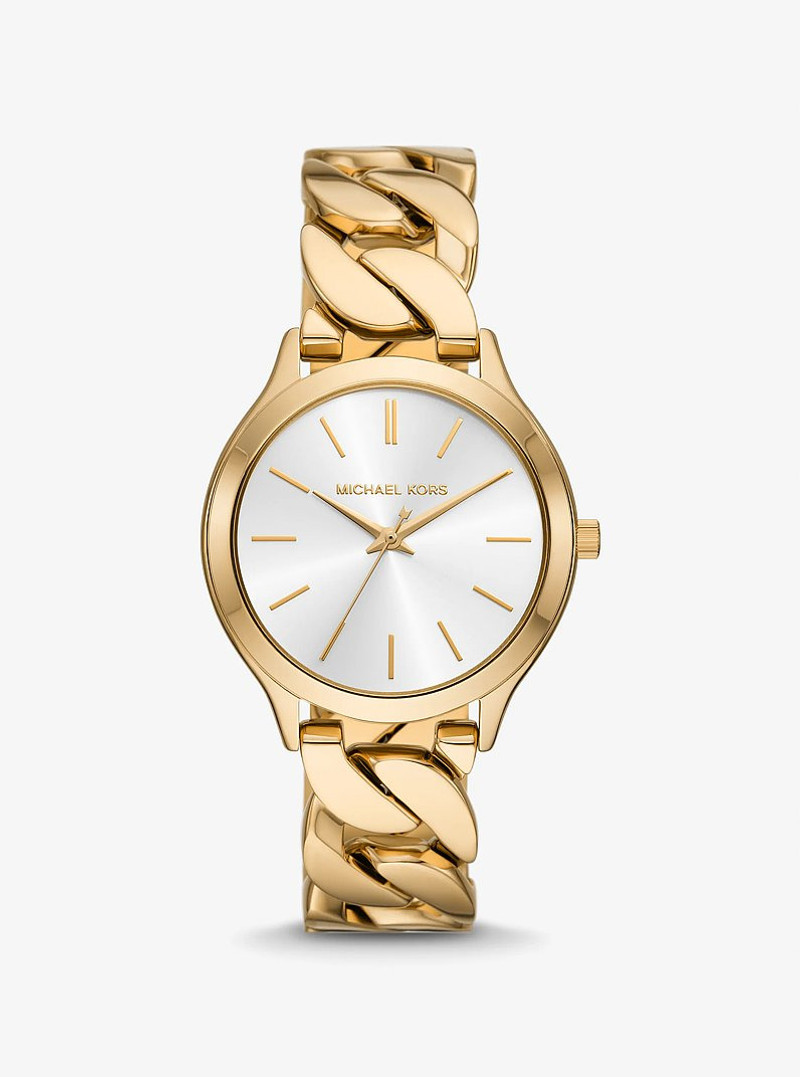 Slim Runway Gold-Tone Curb-Link Watch 1