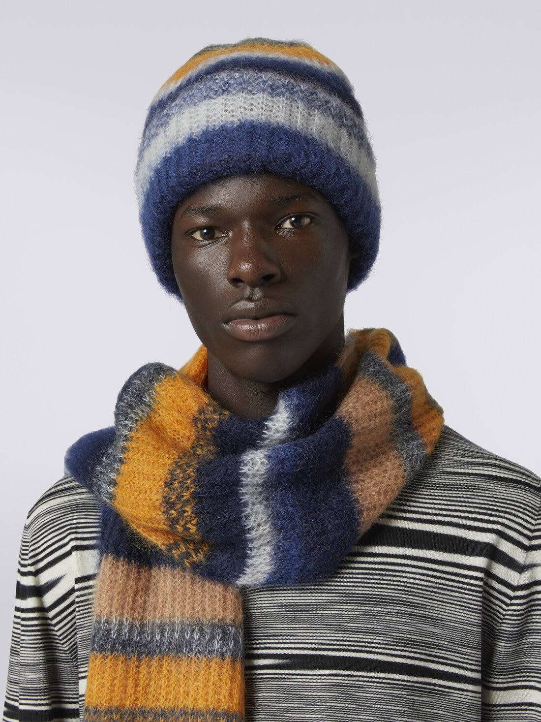 Striped mohair blend beanie - 3