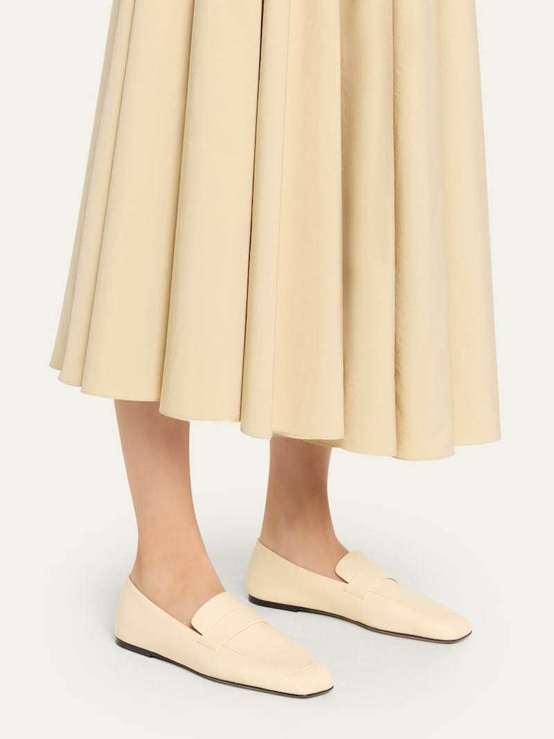 The Row Leather Square-Toe Loafers outlook