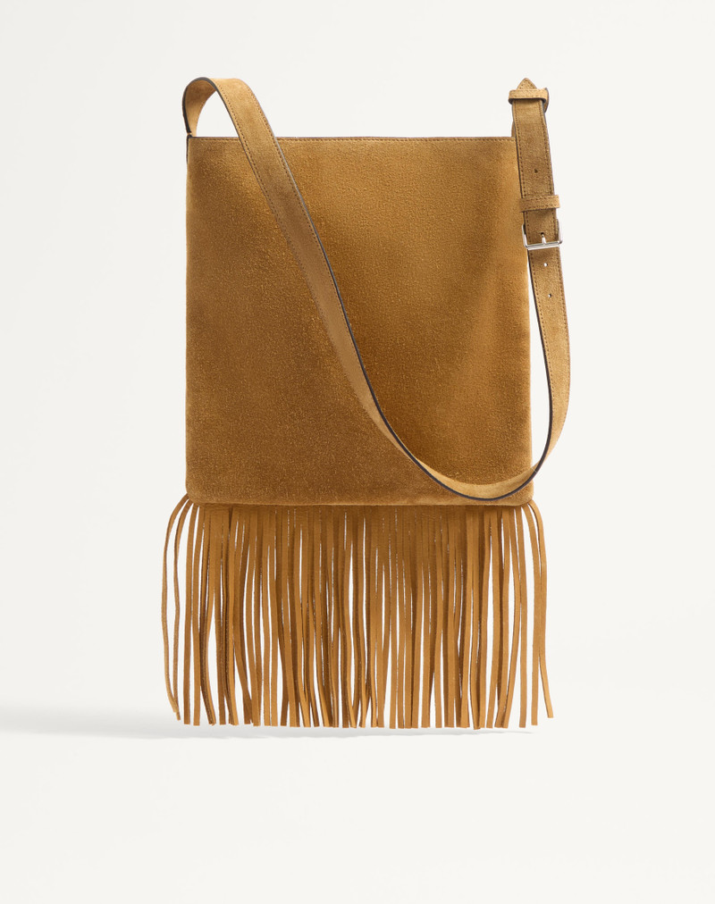 VALENTINO GARAVANI NELLCÔTE SUEDE SHOULDER BAG WITH FRINGES 4