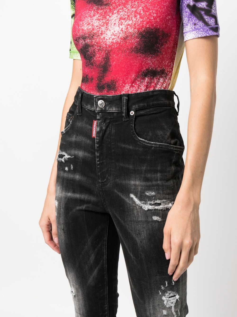 ripped high-waisted jeans - 10