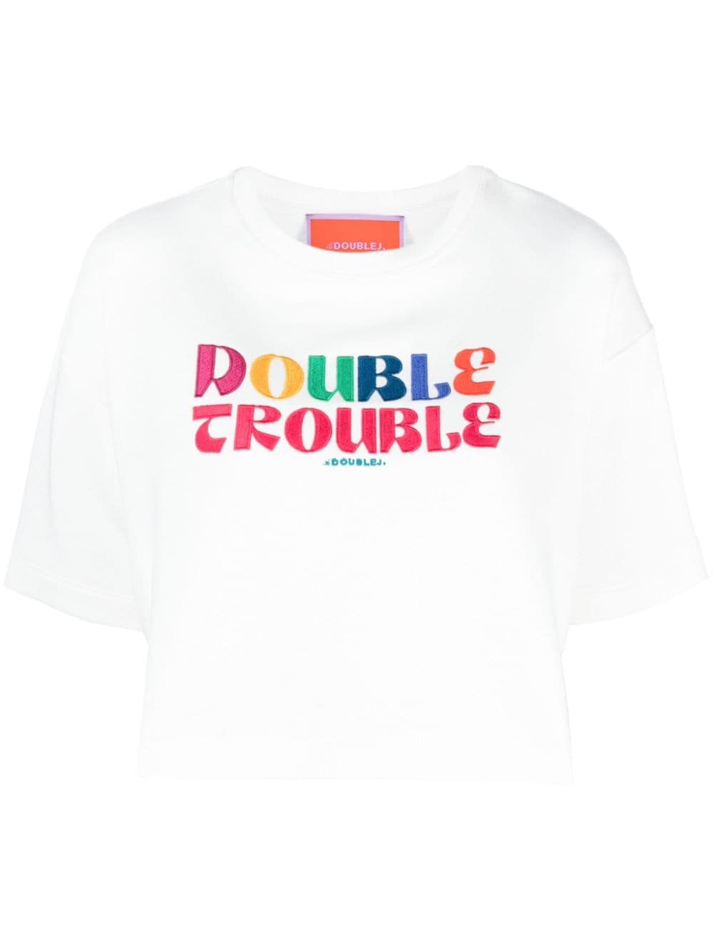 Discman slogan-embroidered cotton T-shirt - 1