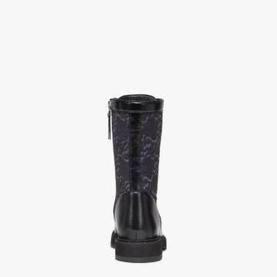 FENDI Black leather biker boots outlook