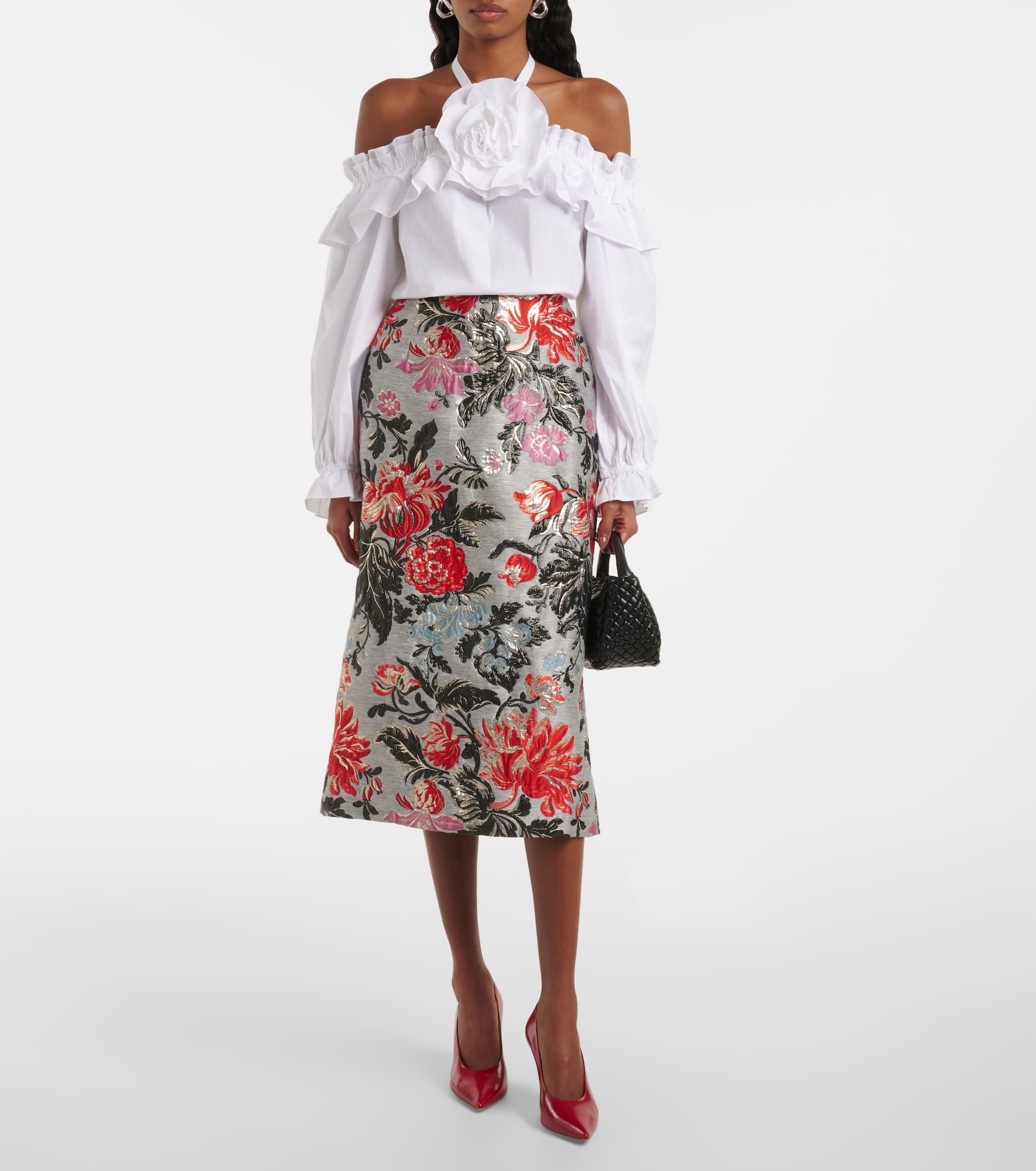 Floral halterneck cotton-blend top - 2