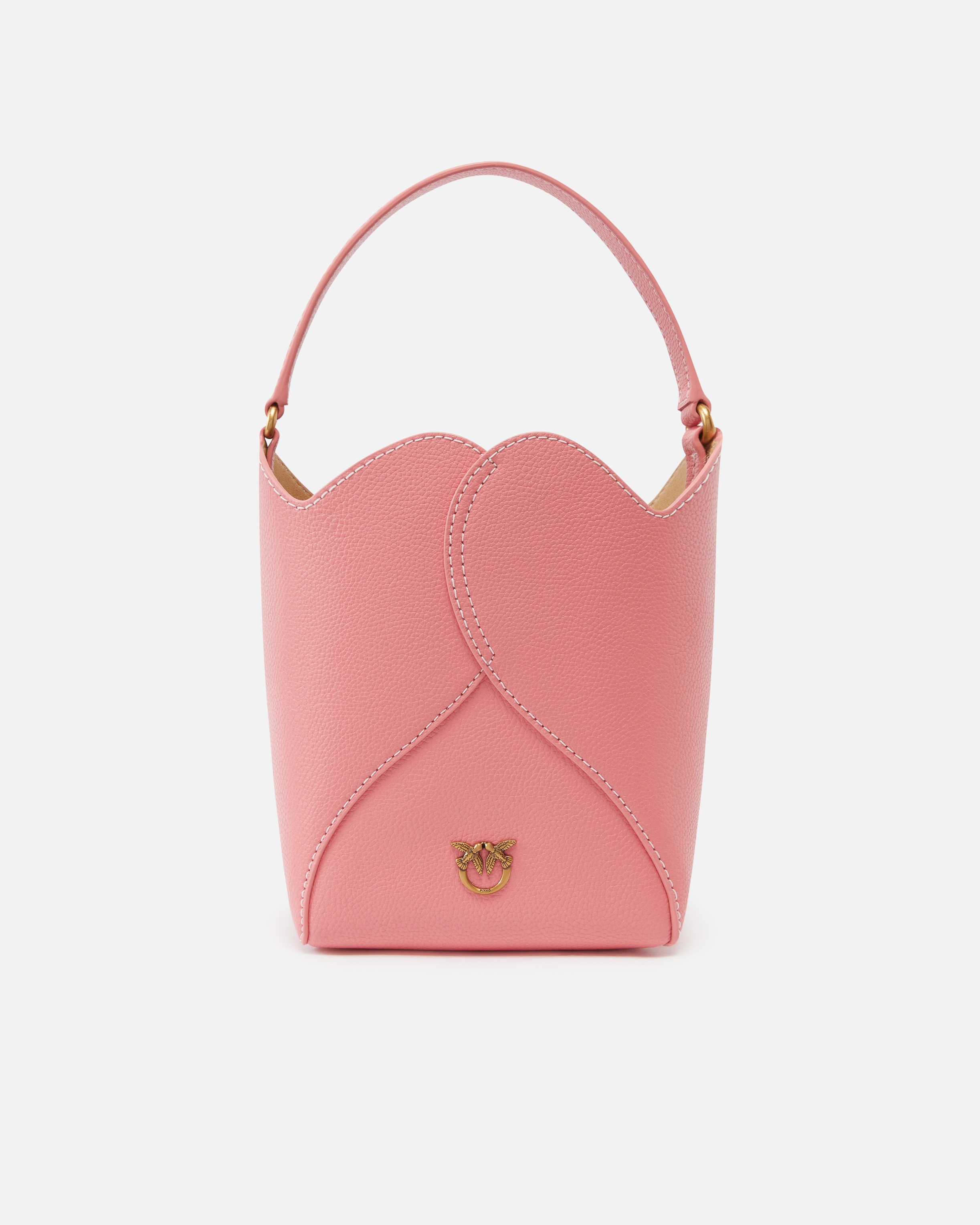 HEART MINI LEATHER BUCKET BAG WITH SHOULDER STRAP - 1