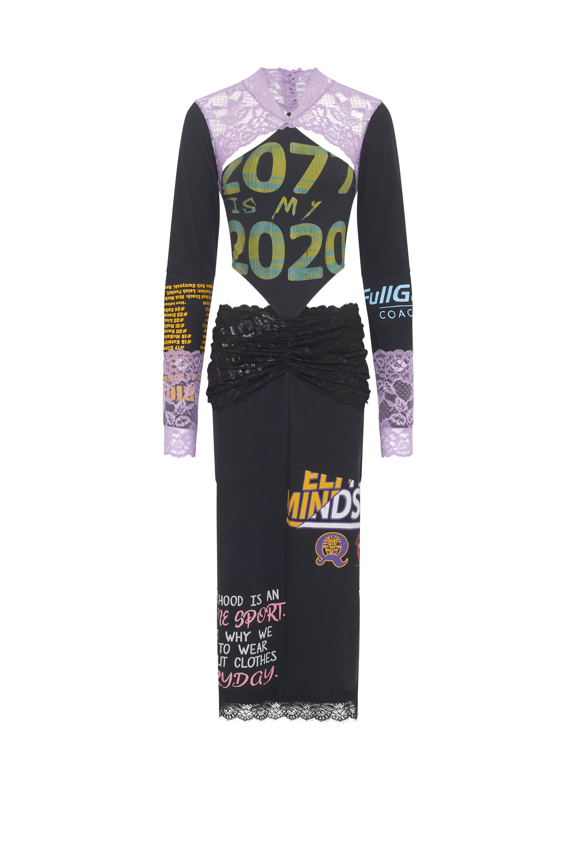 Regenerated T-Shirts And Lace Midi Dress - 6