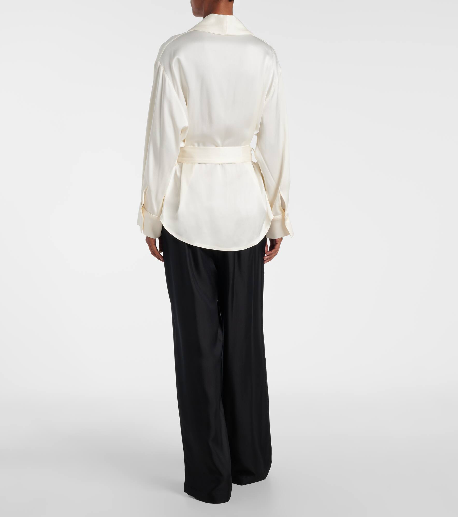 Belted satin wrap top - 3