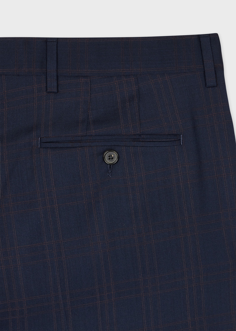 Paul Smith Navy Check Wool Straight Leg Trousers outlook