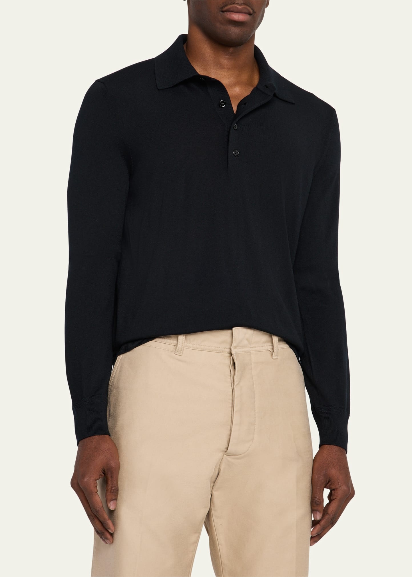 Men's Fine Gauge Wool Polo Sweater - 4