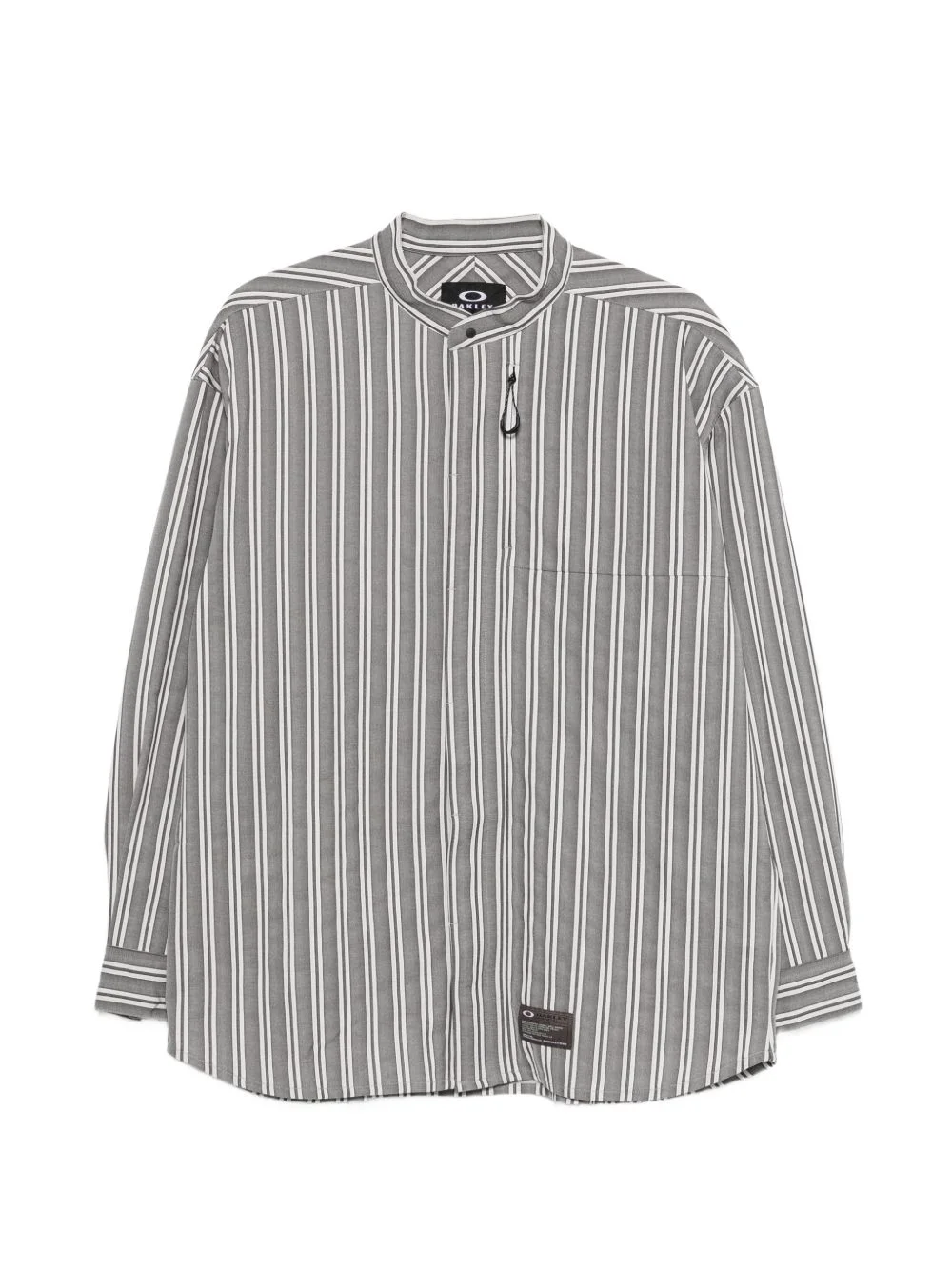 striped band-collar shirt - 1