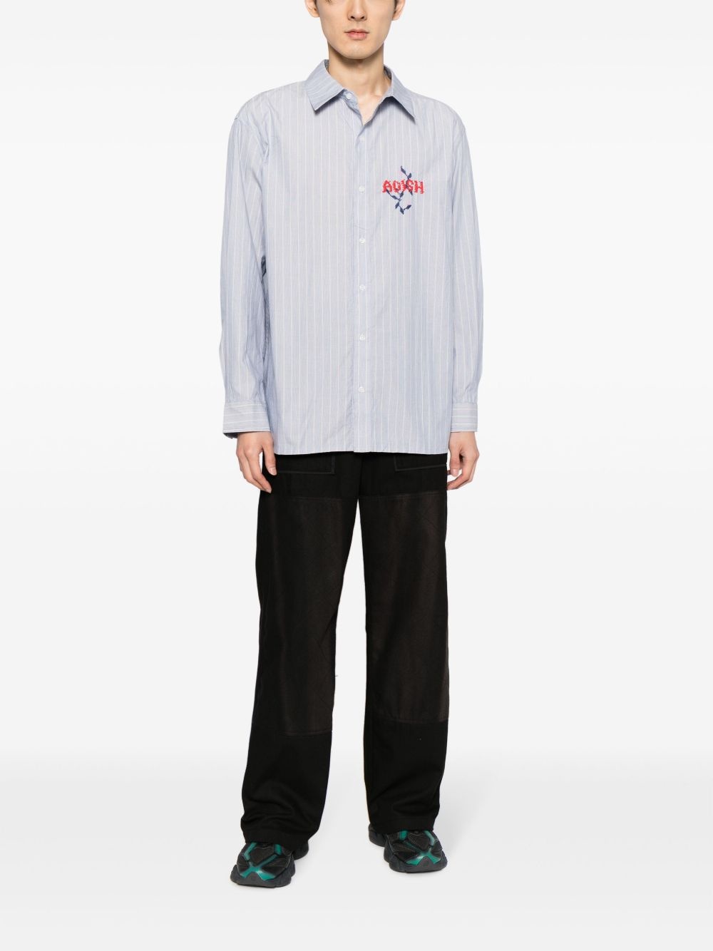 Nafnuf logo-embroidered striped shirt - 2