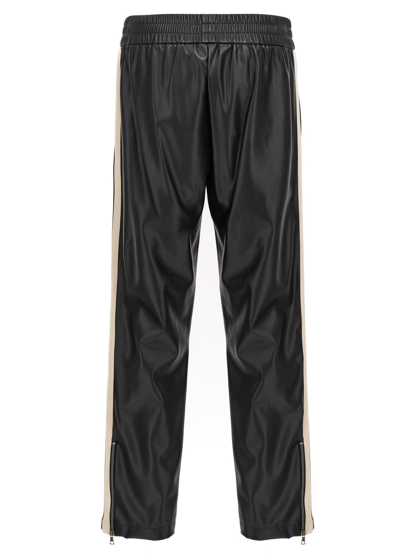 Leather Effect Track Pants White/Black - 2