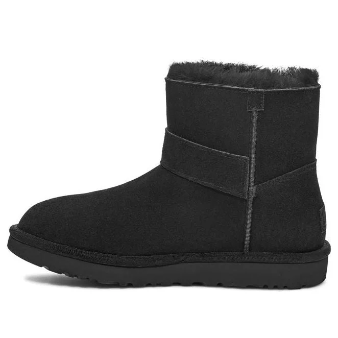 (WMNS) UGG Mini Bailey Graphic Logo Strap Boots 'Black' 1137073-BLK - 1
