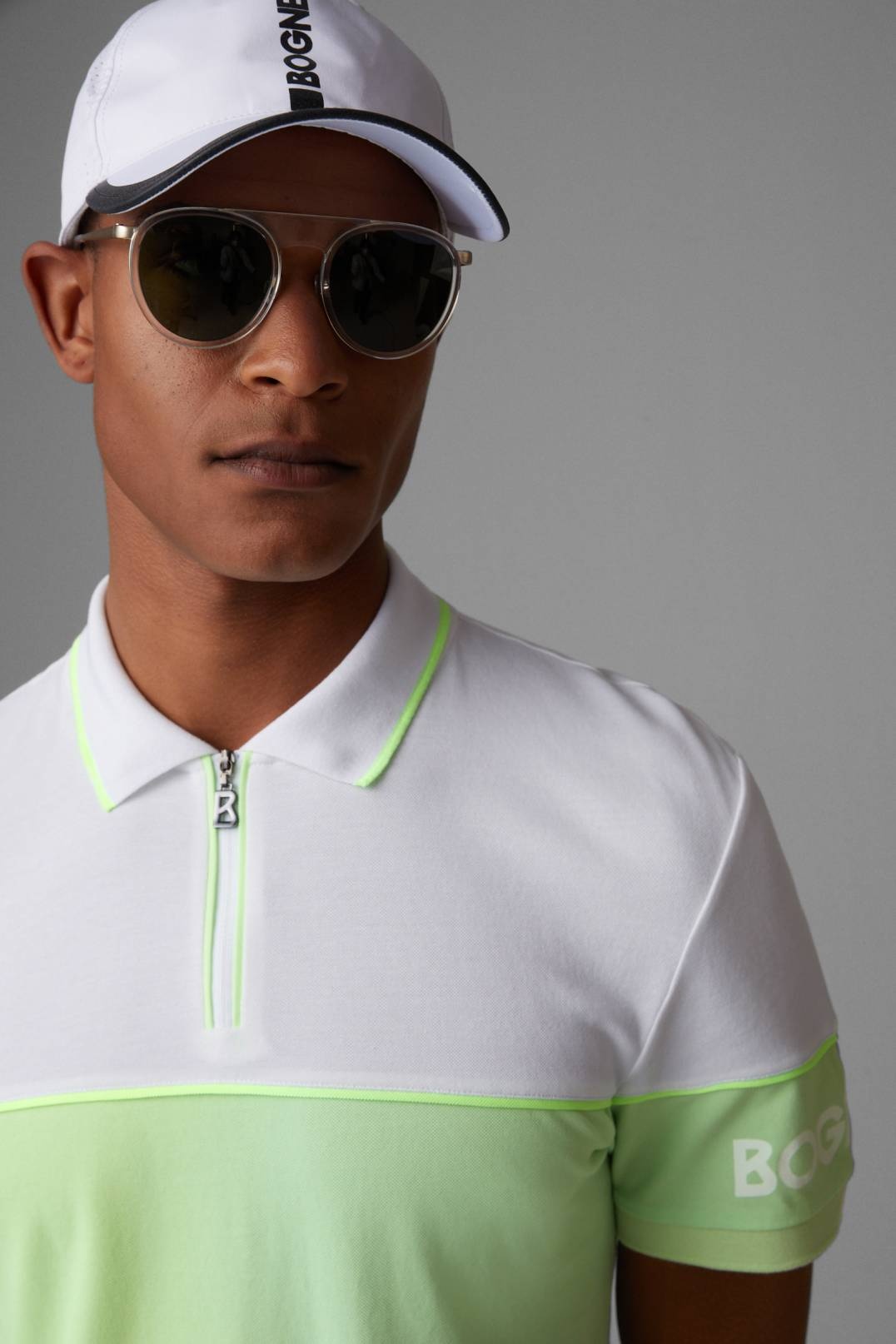 YANIS FUNCTIONAL POLO SHIRT IN LIME/WHITE - 4