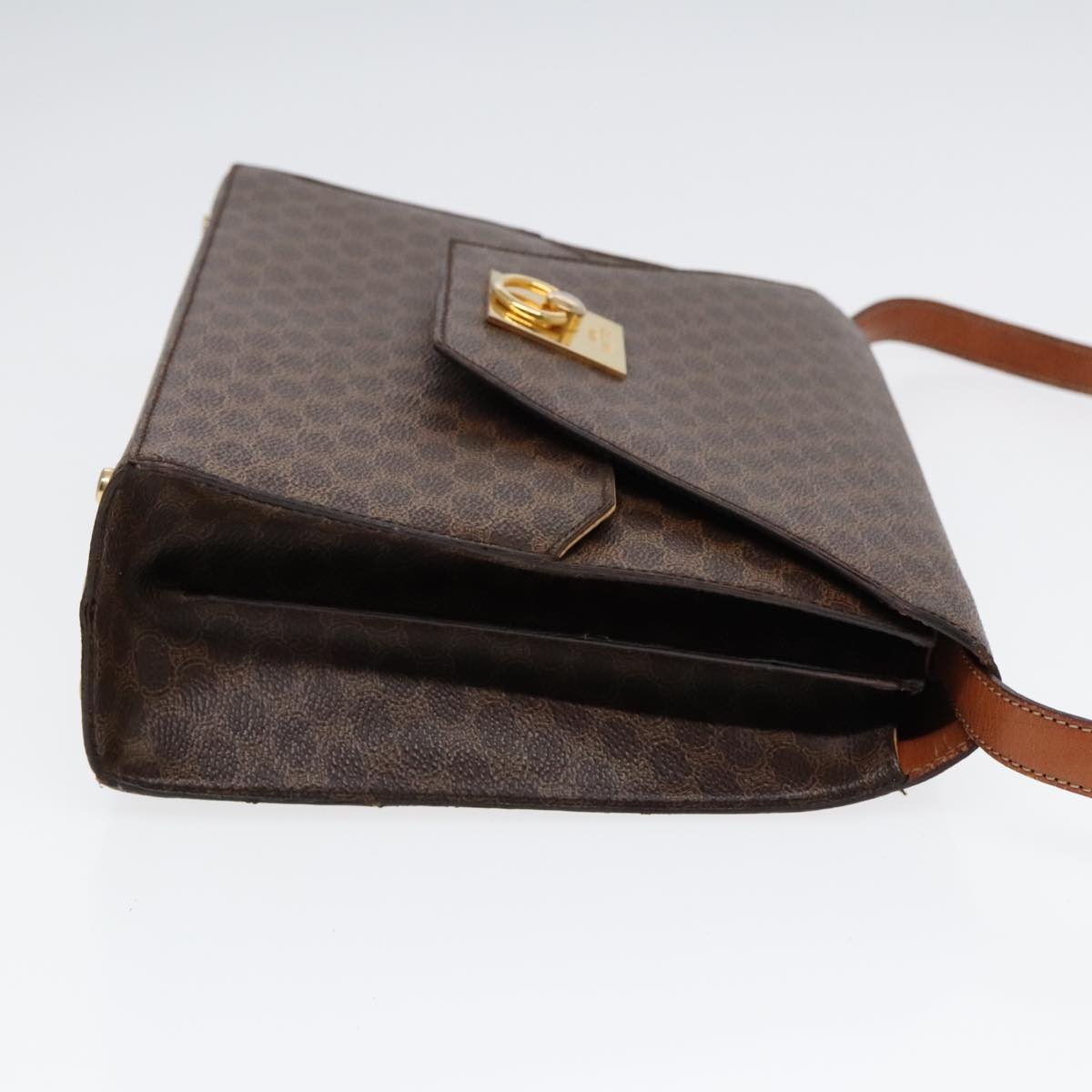 CELINE Macadam Canvas Shoulder Bag Pvc Leather Brown Gold - 3