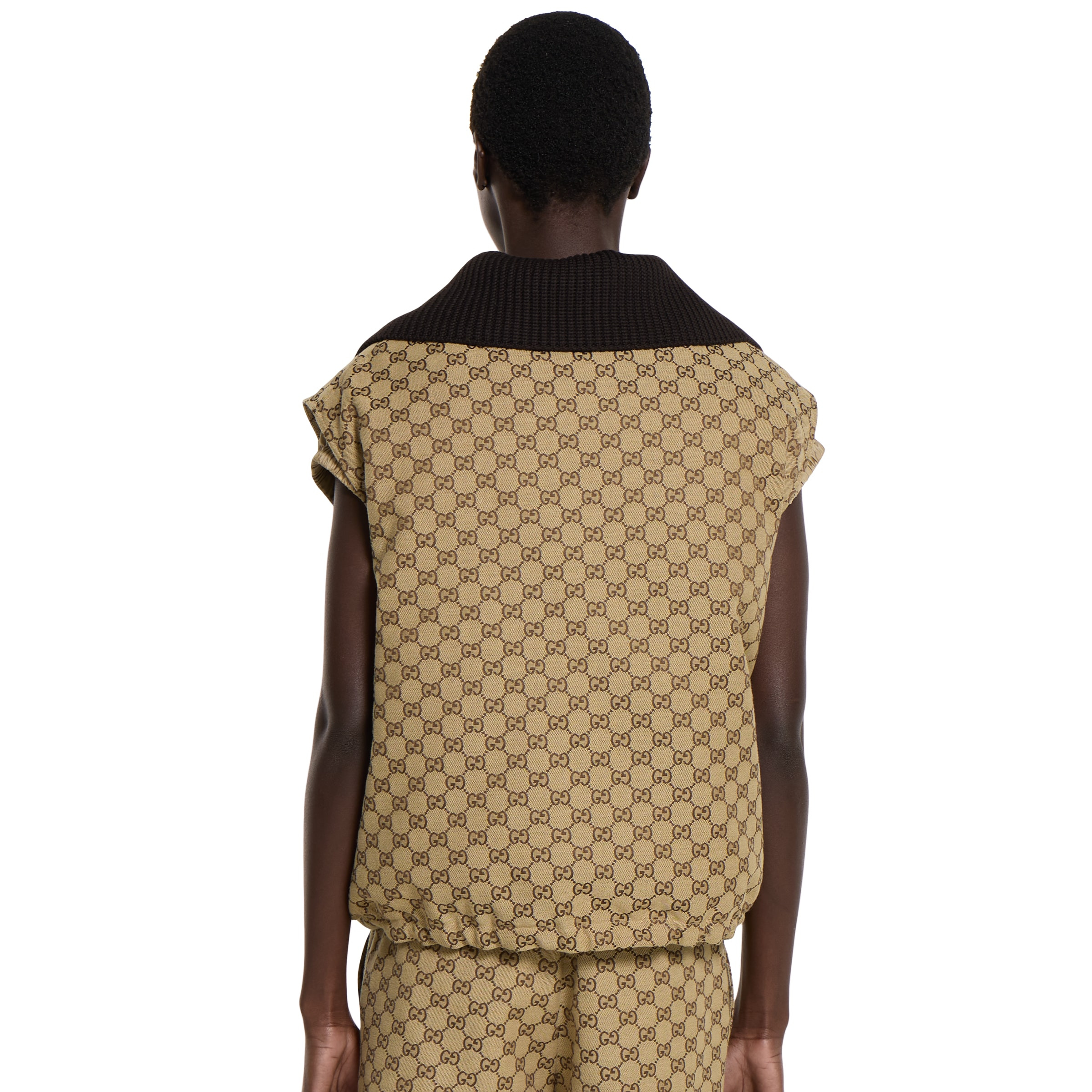 GG canvas gilet with leather label - 4