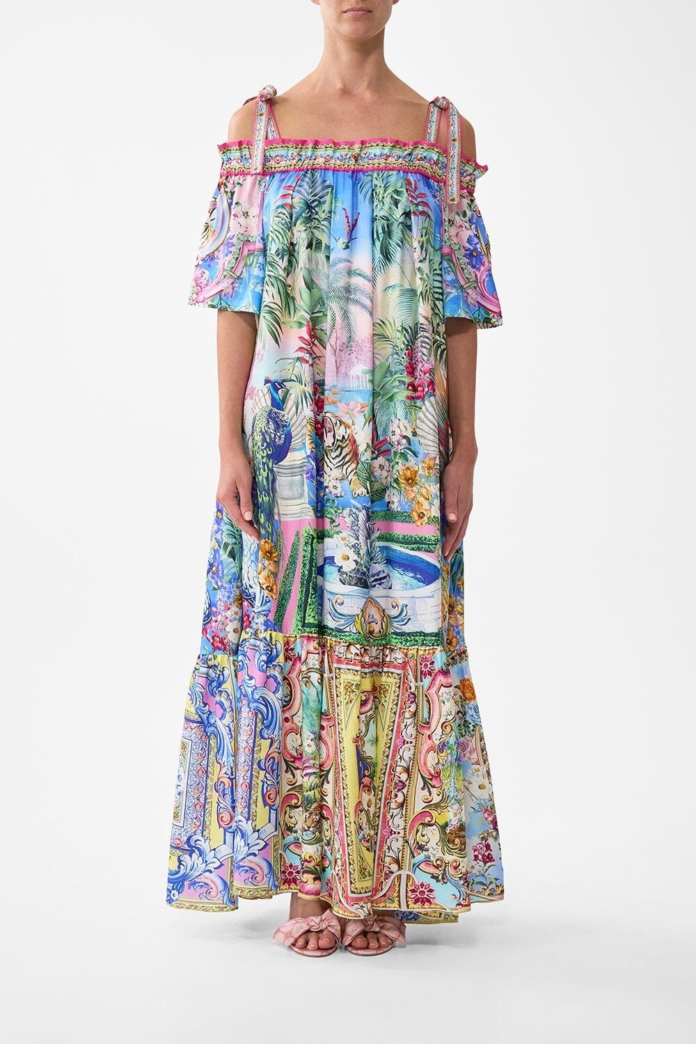 Camilla Long Off Shoulder Frill Dress With Straps Spirit Of Santa Maria at Nordstrom - 1