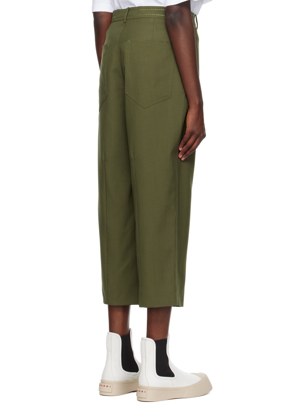 Green Cropped Trousers - 3