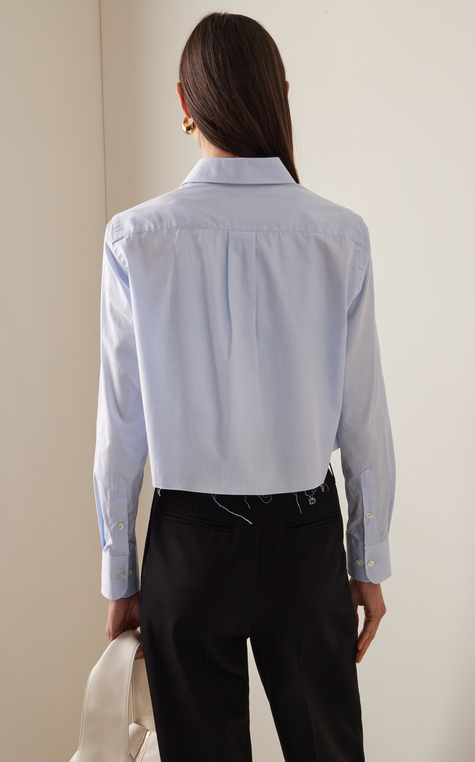 Cotton Cropped Shirt blue - 4