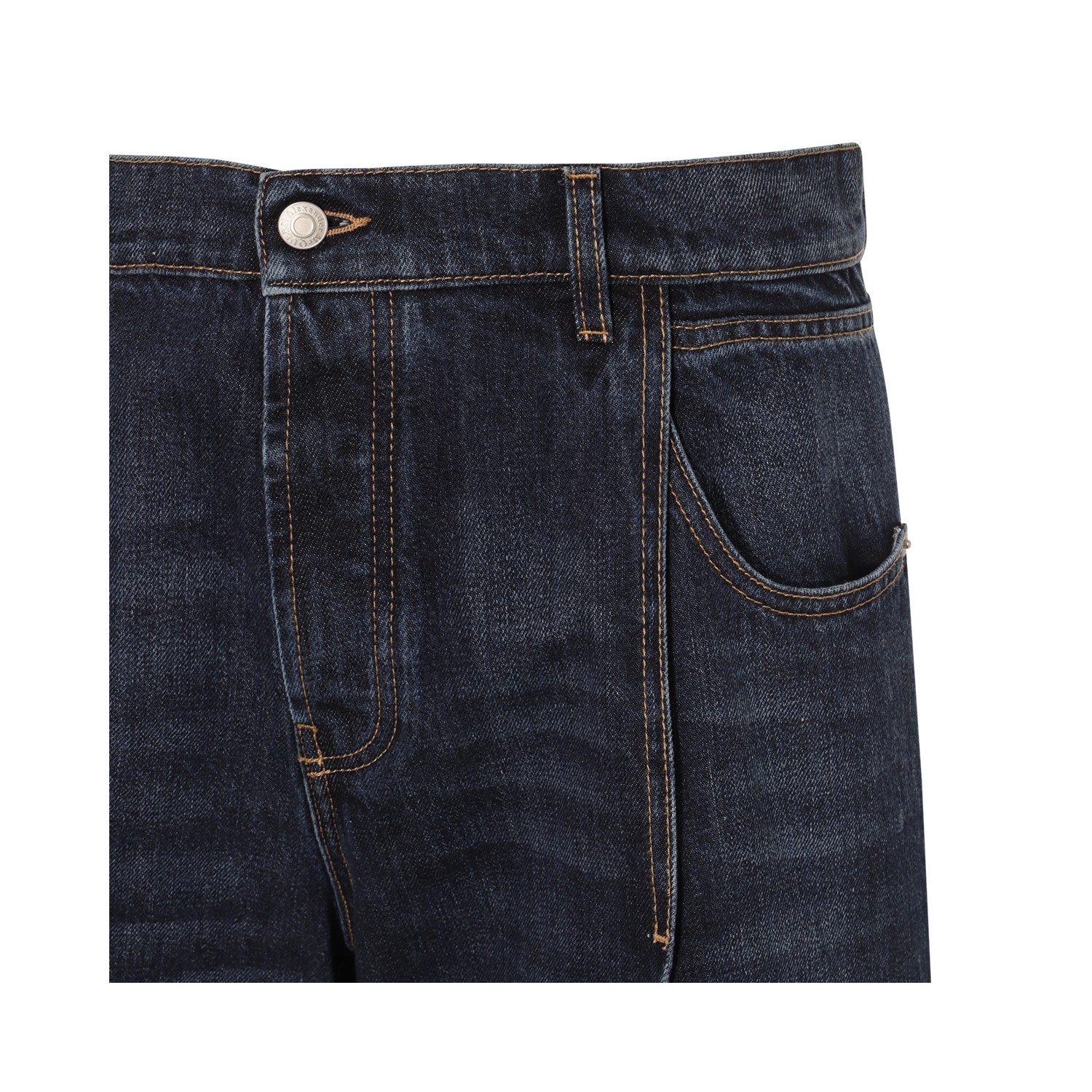 DARK BLUE COTTON DENIM SHORTS - 3