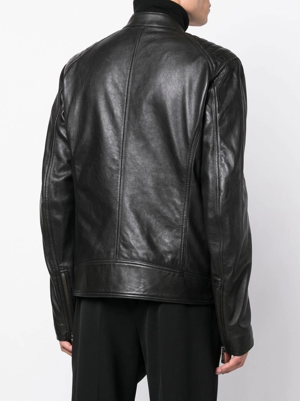 long-sleeve leather jacket - 4