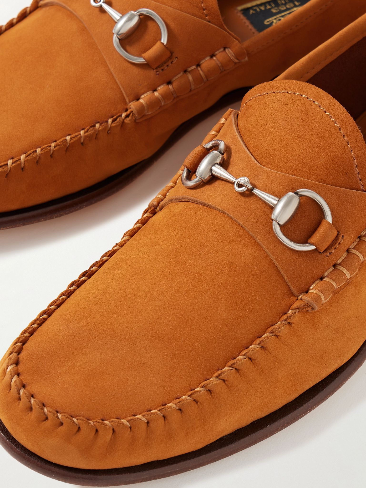 Gigi horsebit-detailed suede loafers Brown - 4