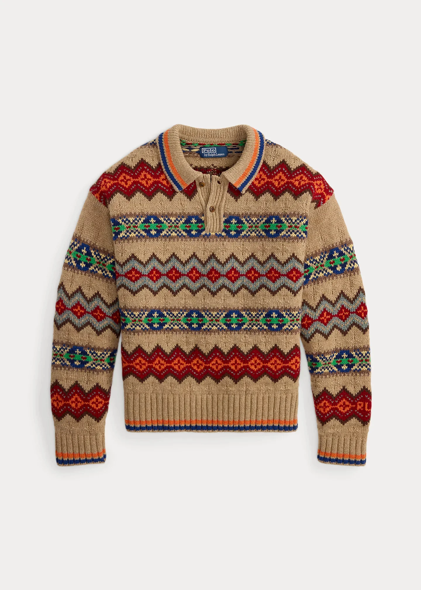 Fair Isle Wool-Blend Polo-Collar Sweater - 1