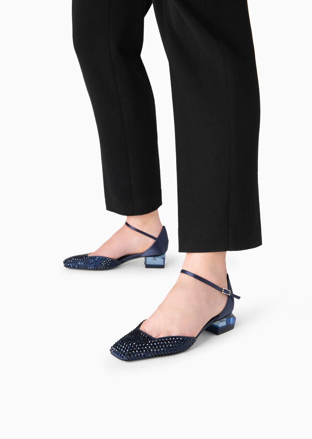 Rhinestone and satin d'Orsay court shoes - 6