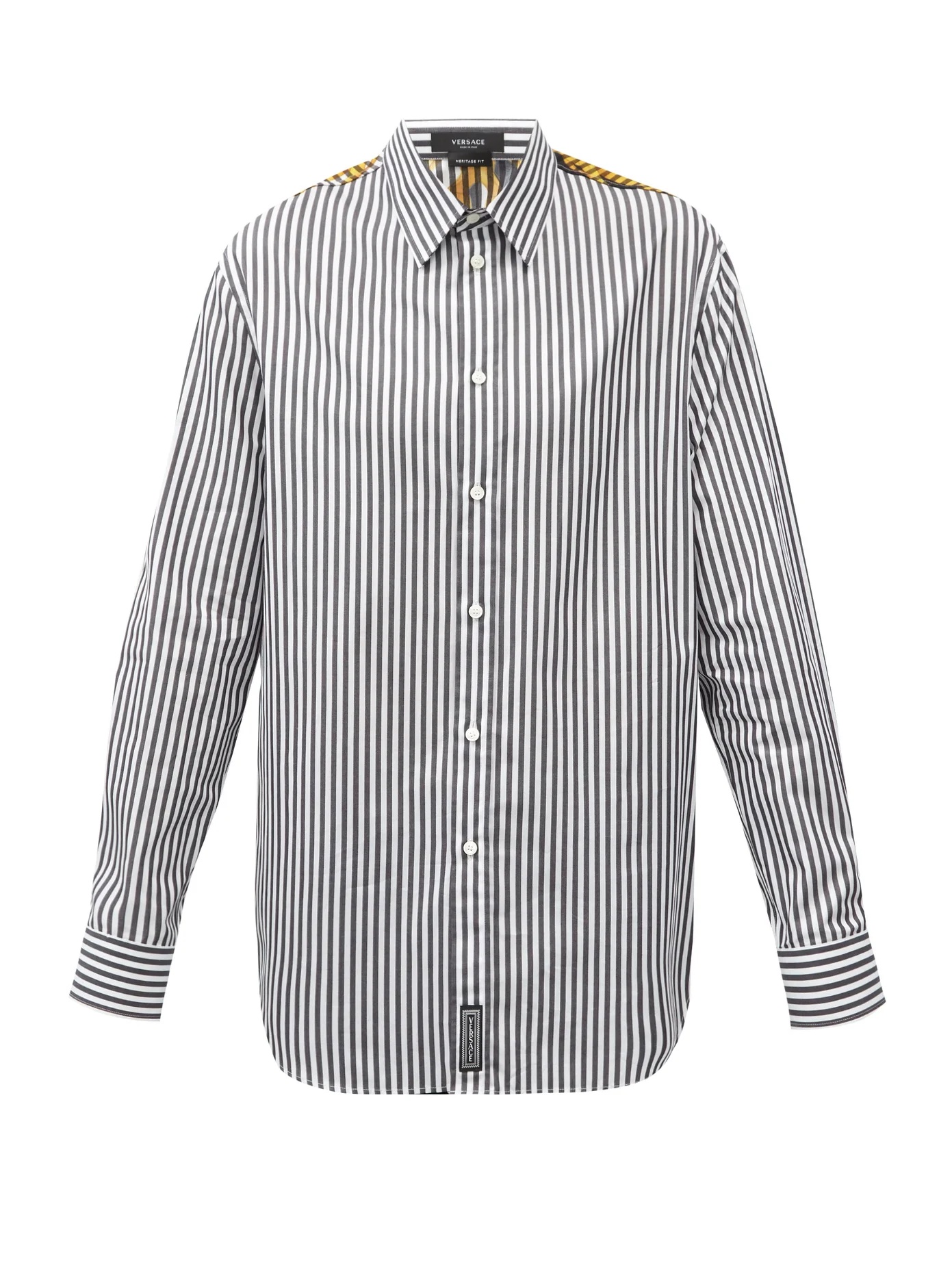 Baroque-print striped cotton-poplin shirt - 1