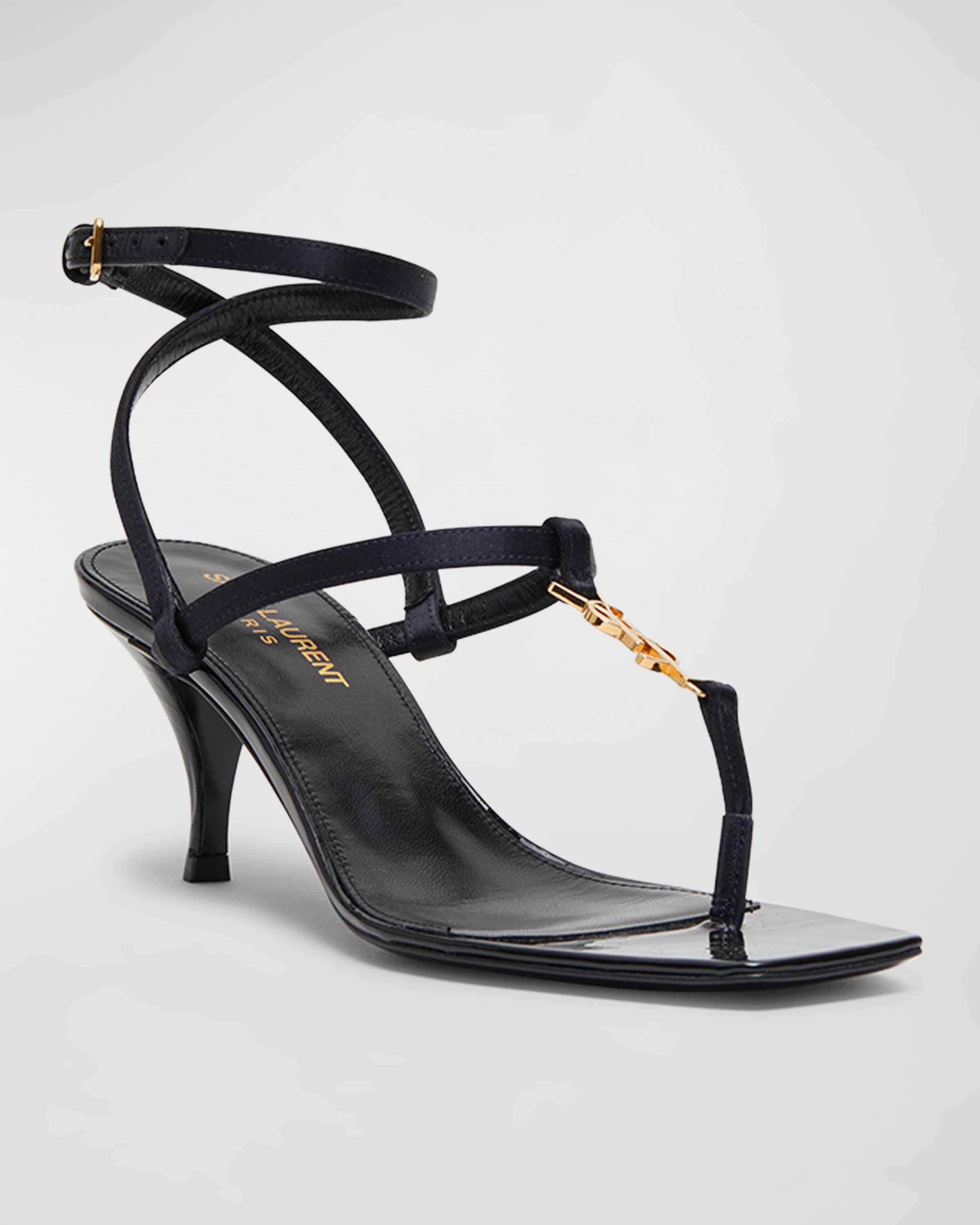 Cassandra YSL Medallion Ankle-Strap Sandals - 2