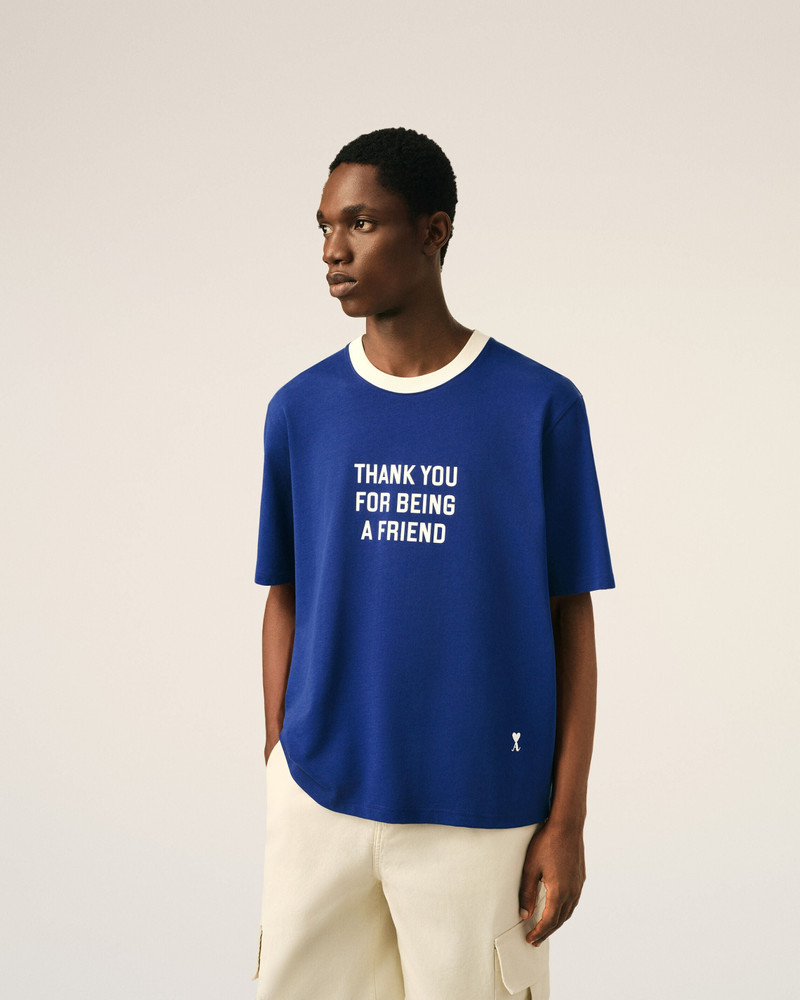 AMI Paris BLUE PRINTED COTTON "THANK YOU FOR BEING A FRIEND" T-SHIRT outlook